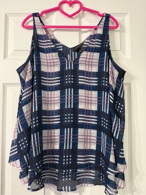 Lane Bryant Blue & Purple Plaid Sleeveless Camisole Size 16